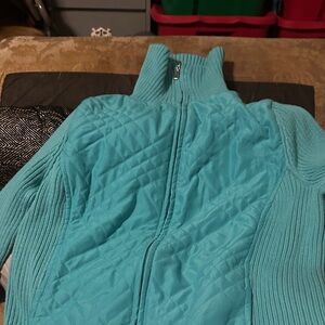 Croft & Barrow Women's Turquoise Quilted Turtleneck Sweater
